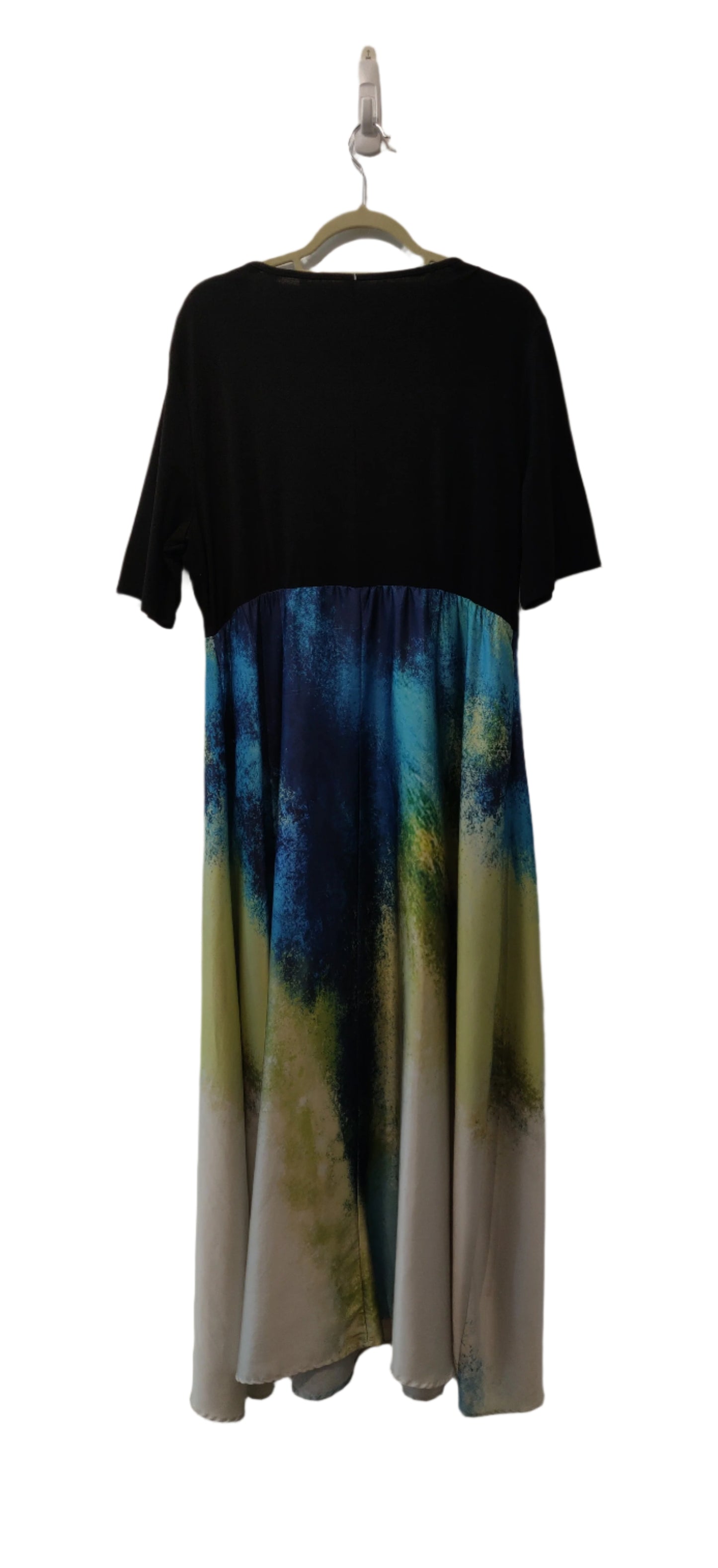 Plunging Neck Maxi Tie Dye Print Dress