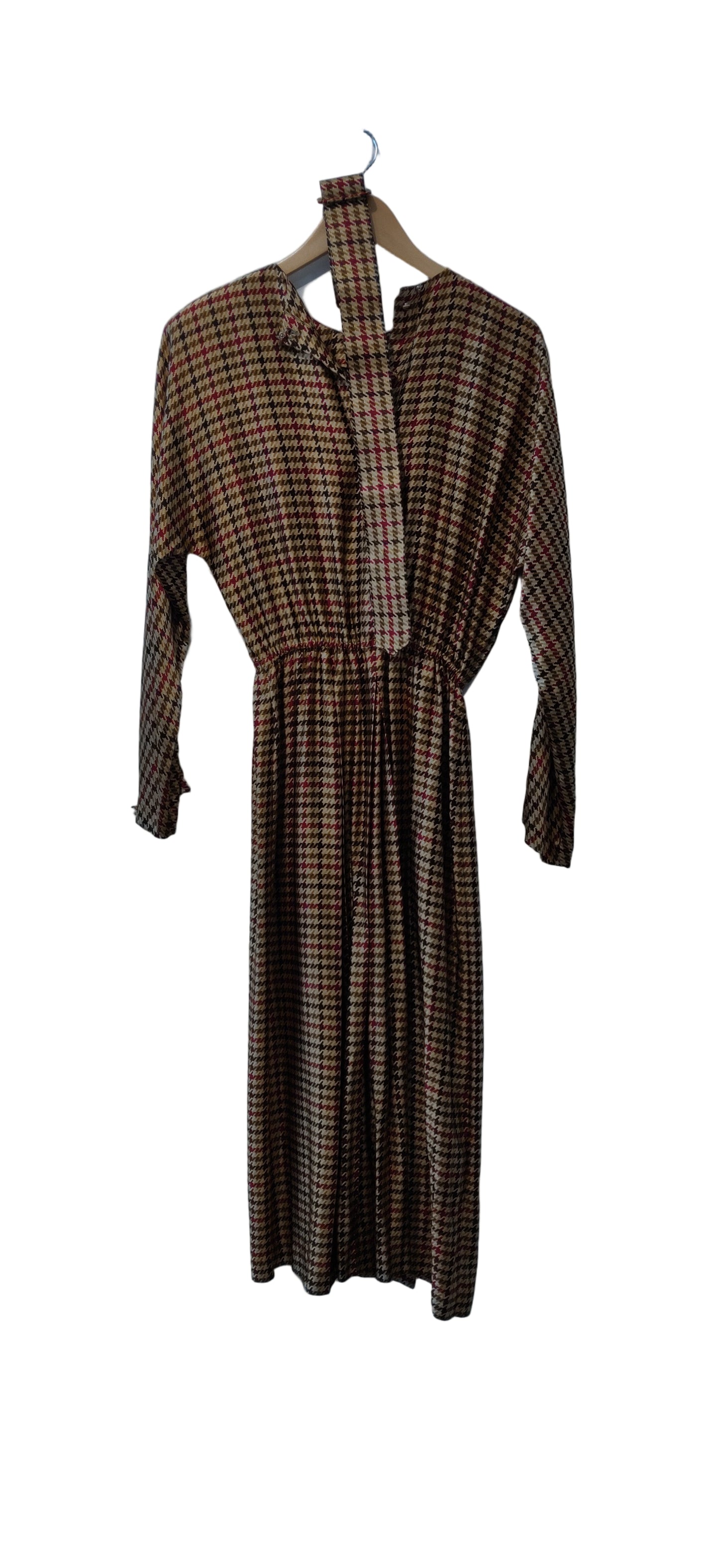 Talkbots Brown Long Sleeve Plaid Dress With Belt