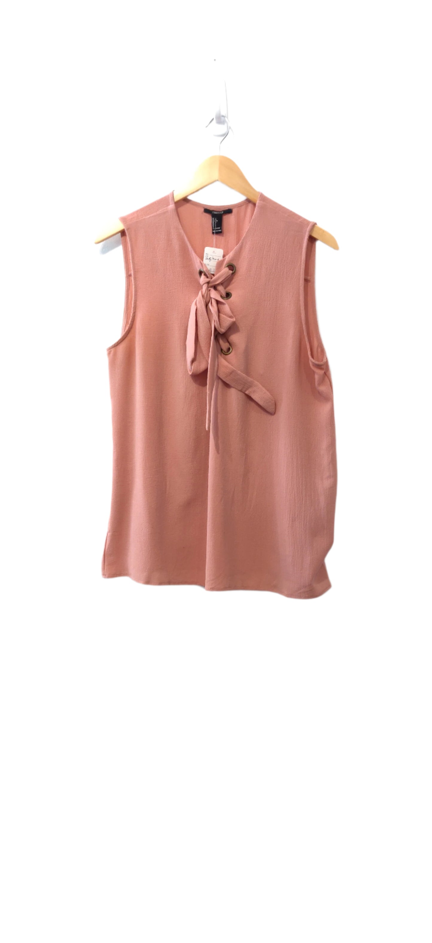 Forever 21 Peach Lace Up Sleeveless Blouse Top