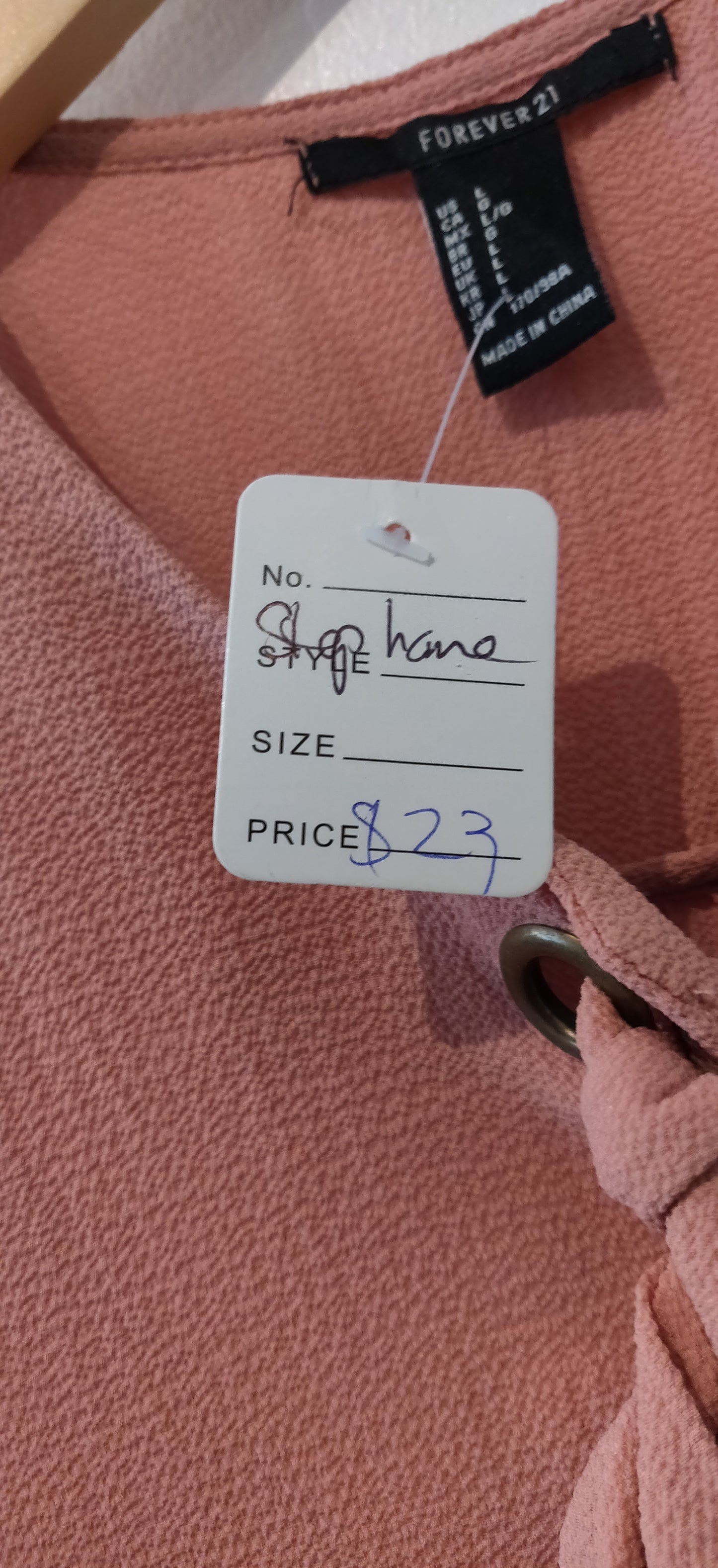 Forever 21 Peach Lace Up Sleeveless Blouse Top