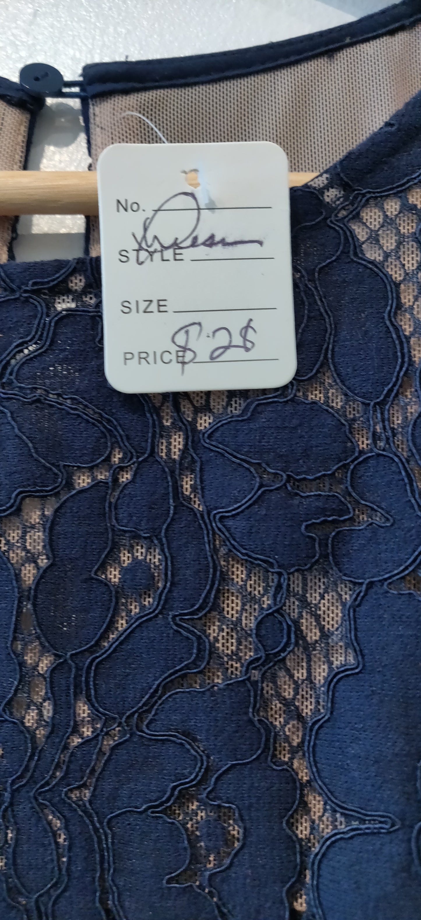 Lauren Ralph Lauren Tiered Lace Navy Blue Dress