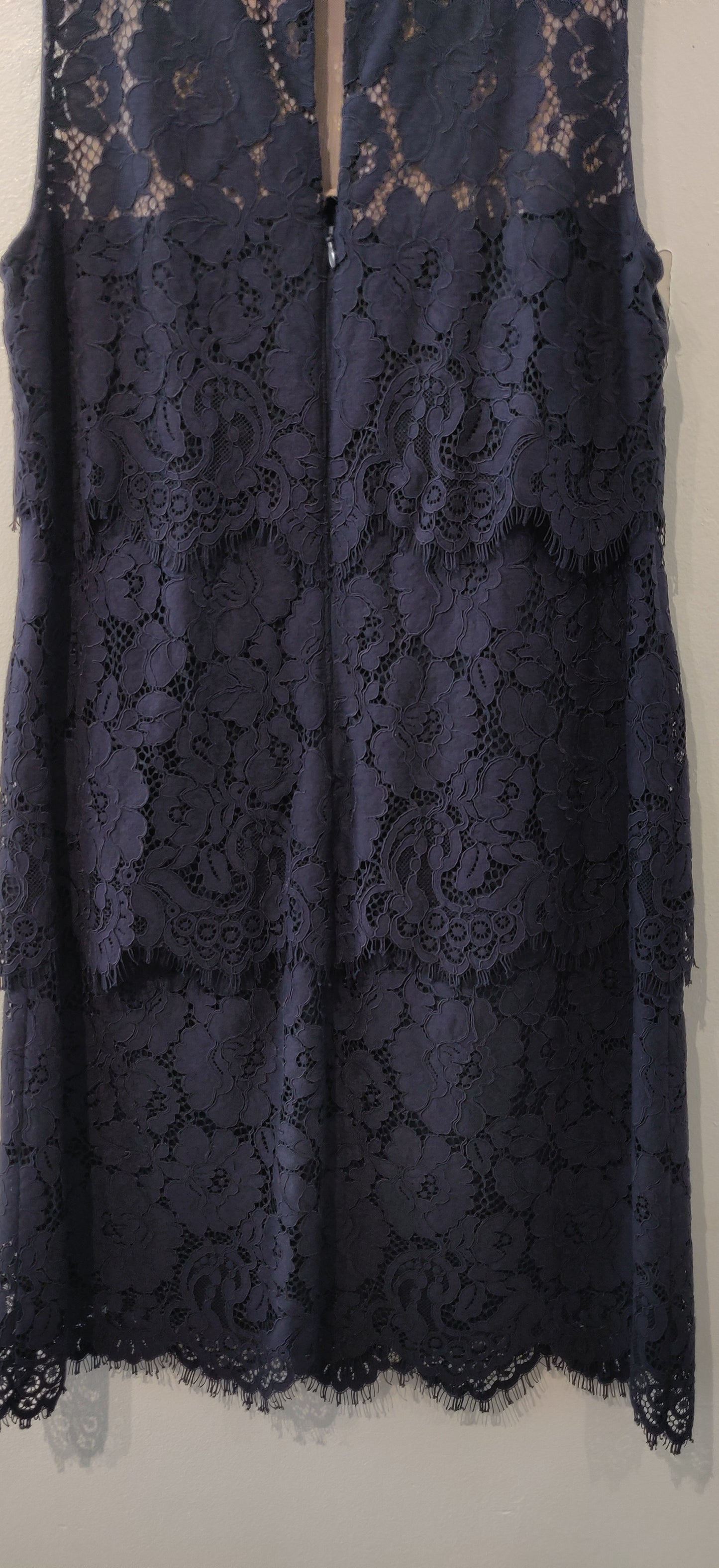Lauren Ralph Lauren Tiered Lace Navy Blue Dress