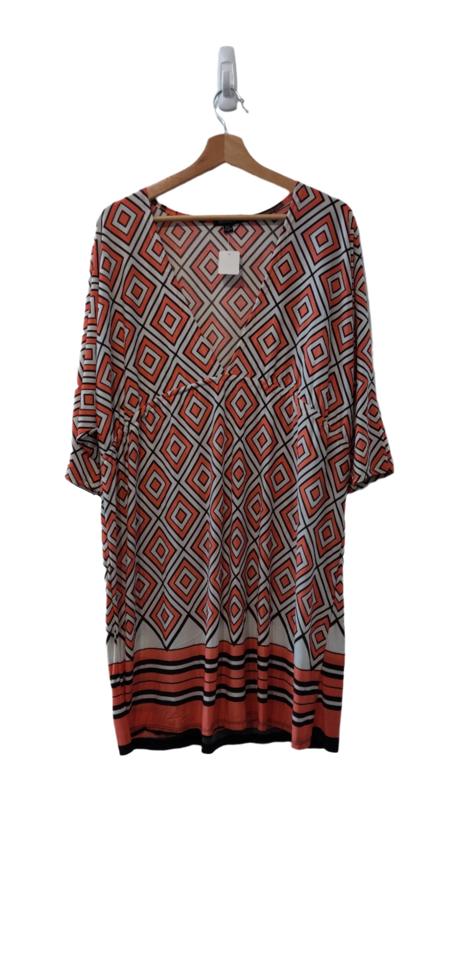 Relaxx Diamond Pattern Deep V Neck Dress