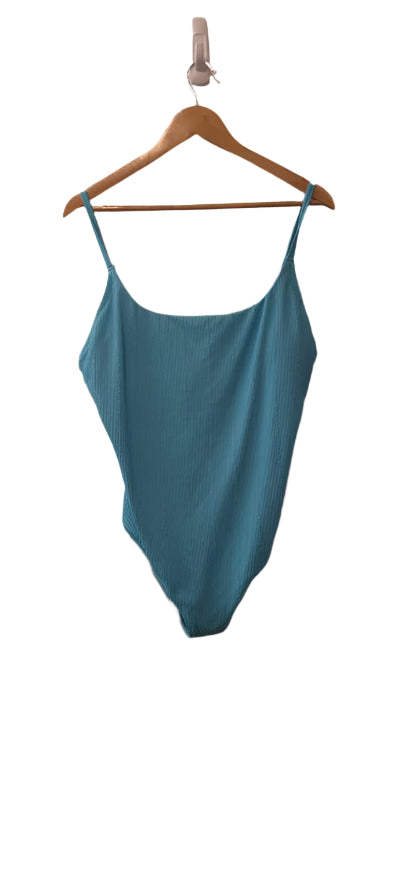 Aerie Crinkle Brilliant Blue Cross Back One Piece Swimsuit