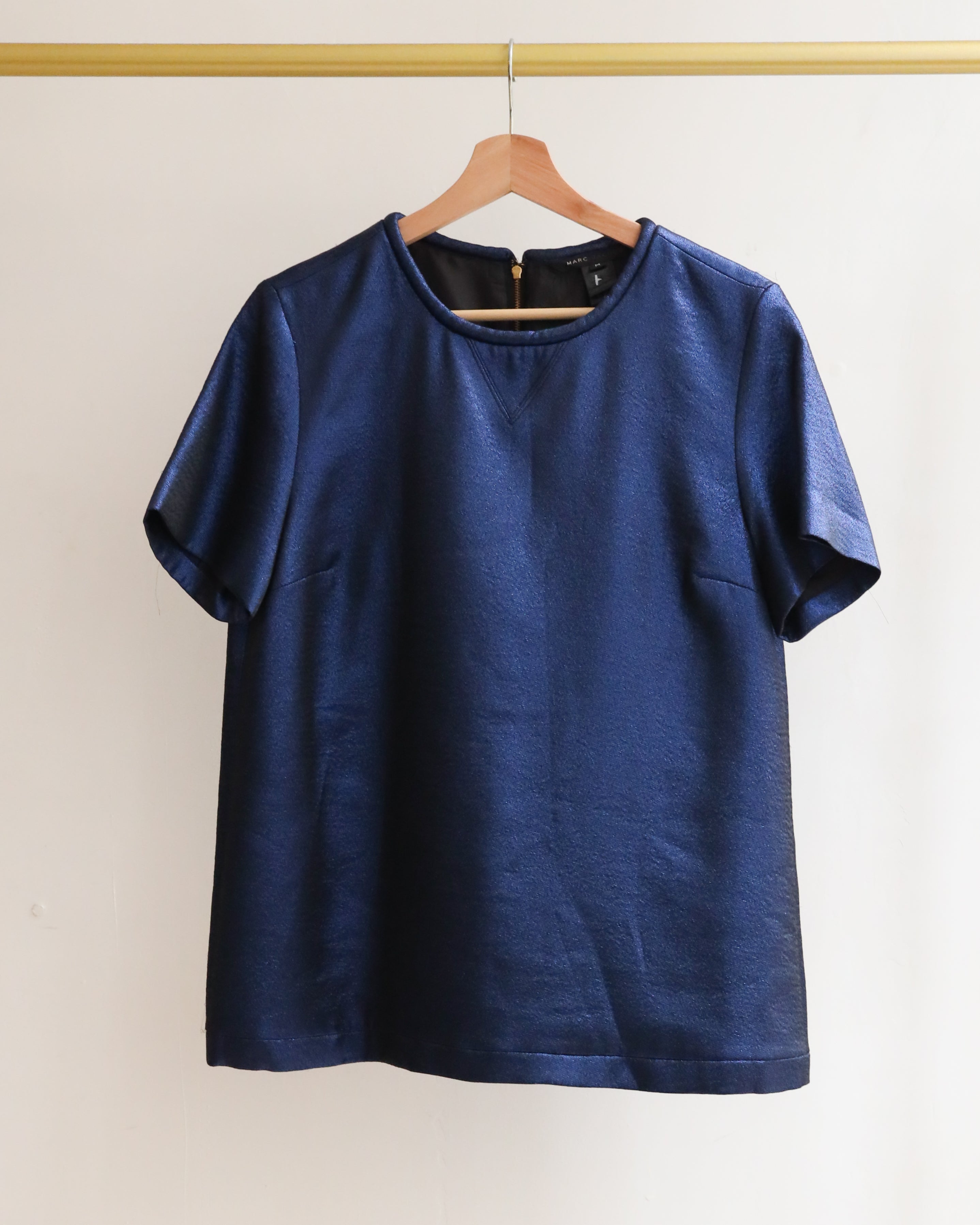 Marc By Marc Jacobs Blue Short Sleeve Metallic Top - M