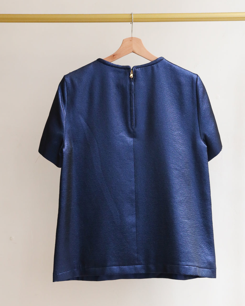 Marc By Marc Jacobs Blue Short Sleeve Metallic Top - M