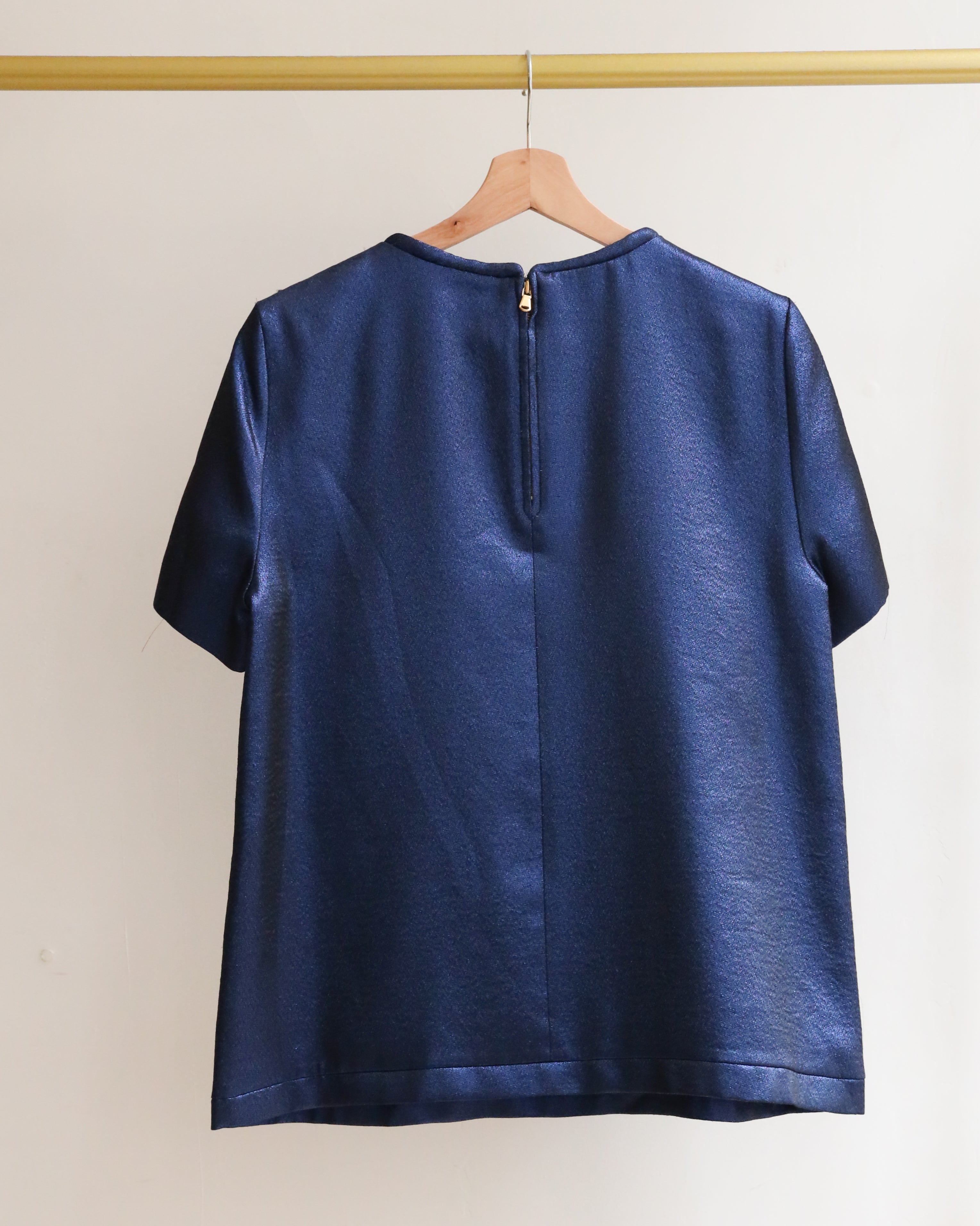 Marc By Marc Jacobs Blue Short Sleeve Metallic Top - M