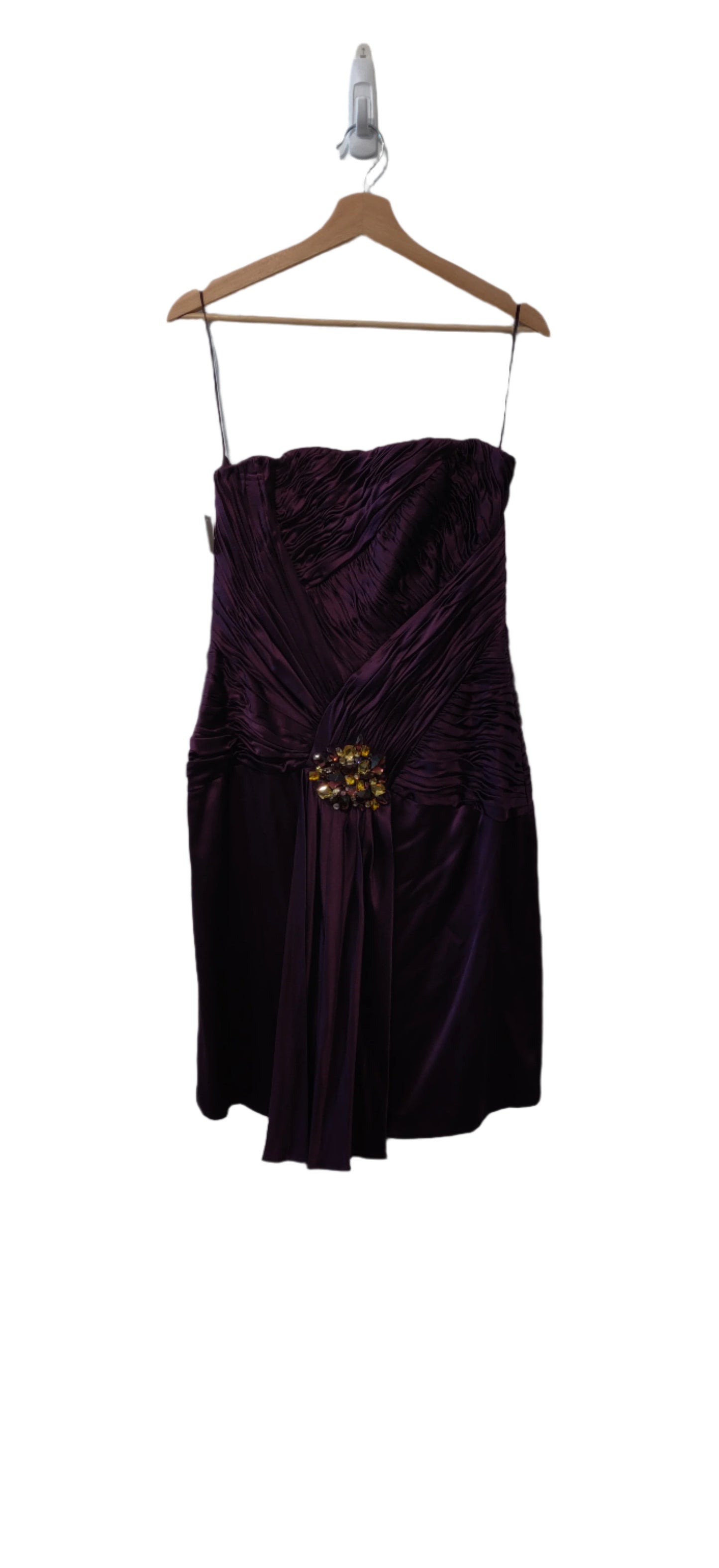 Basix II Purple Silk Strapless Formal Dress