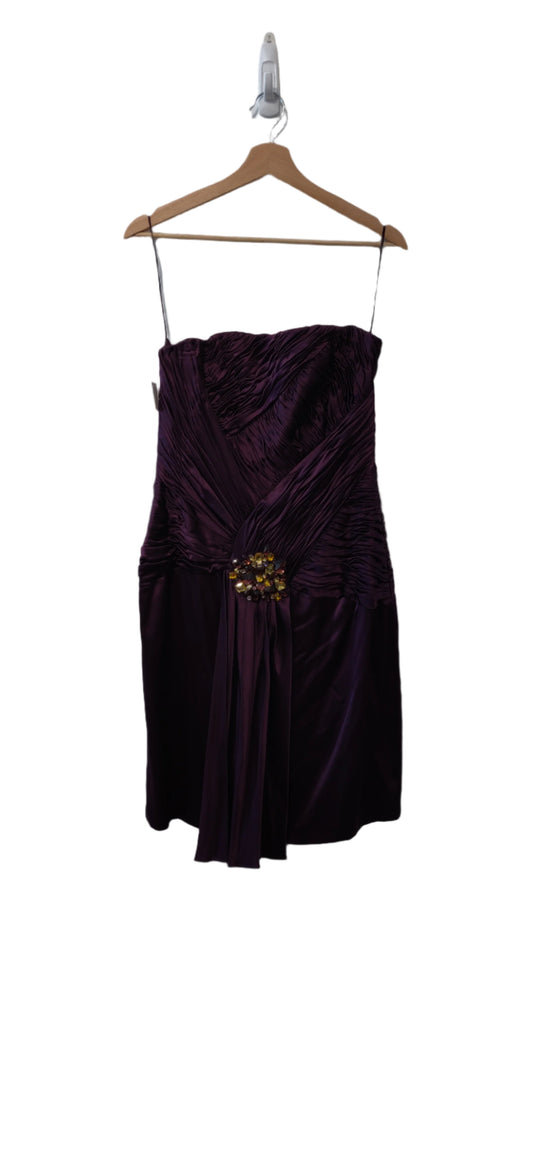 Basix II Purple Silk Strapless Formal Dress