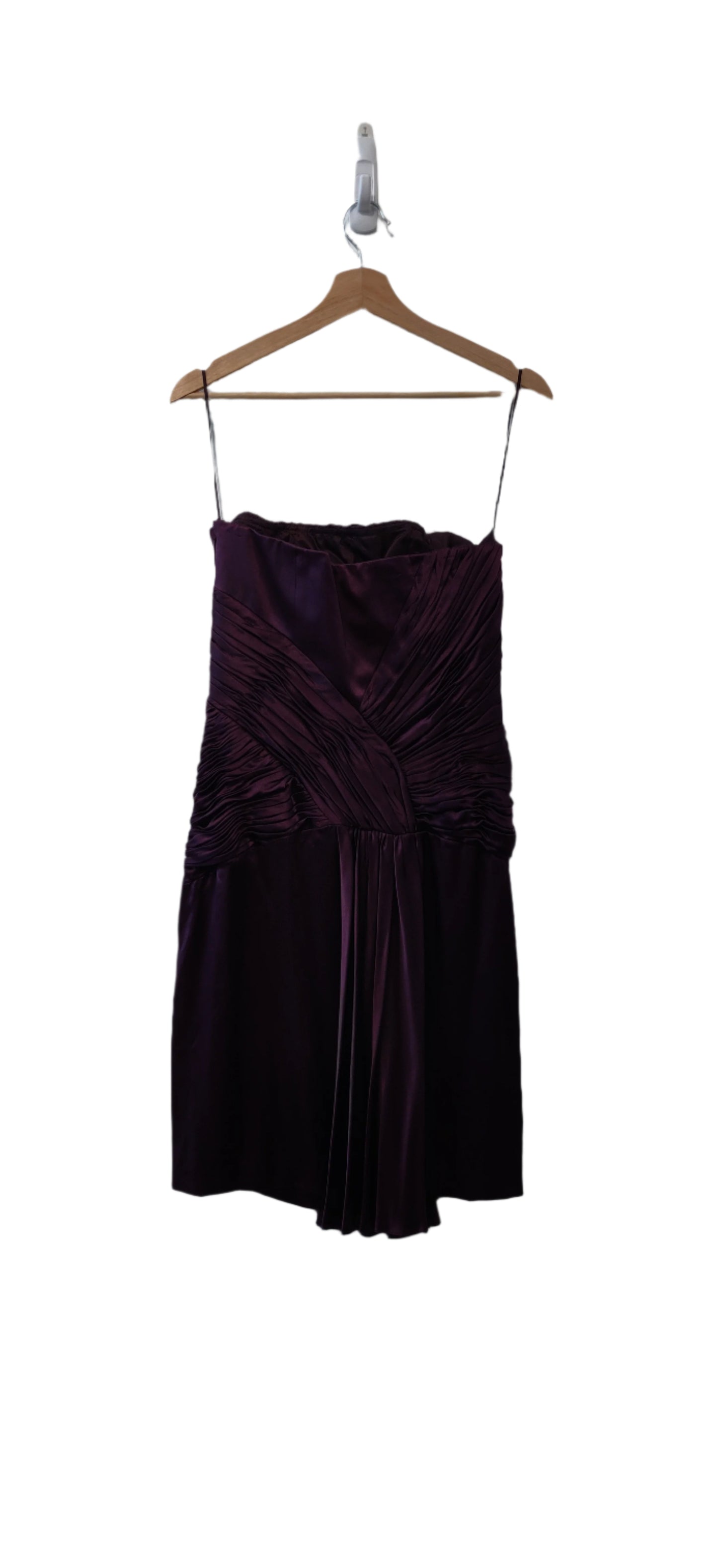 Basix II Purple Silk Strapless Formal Dress