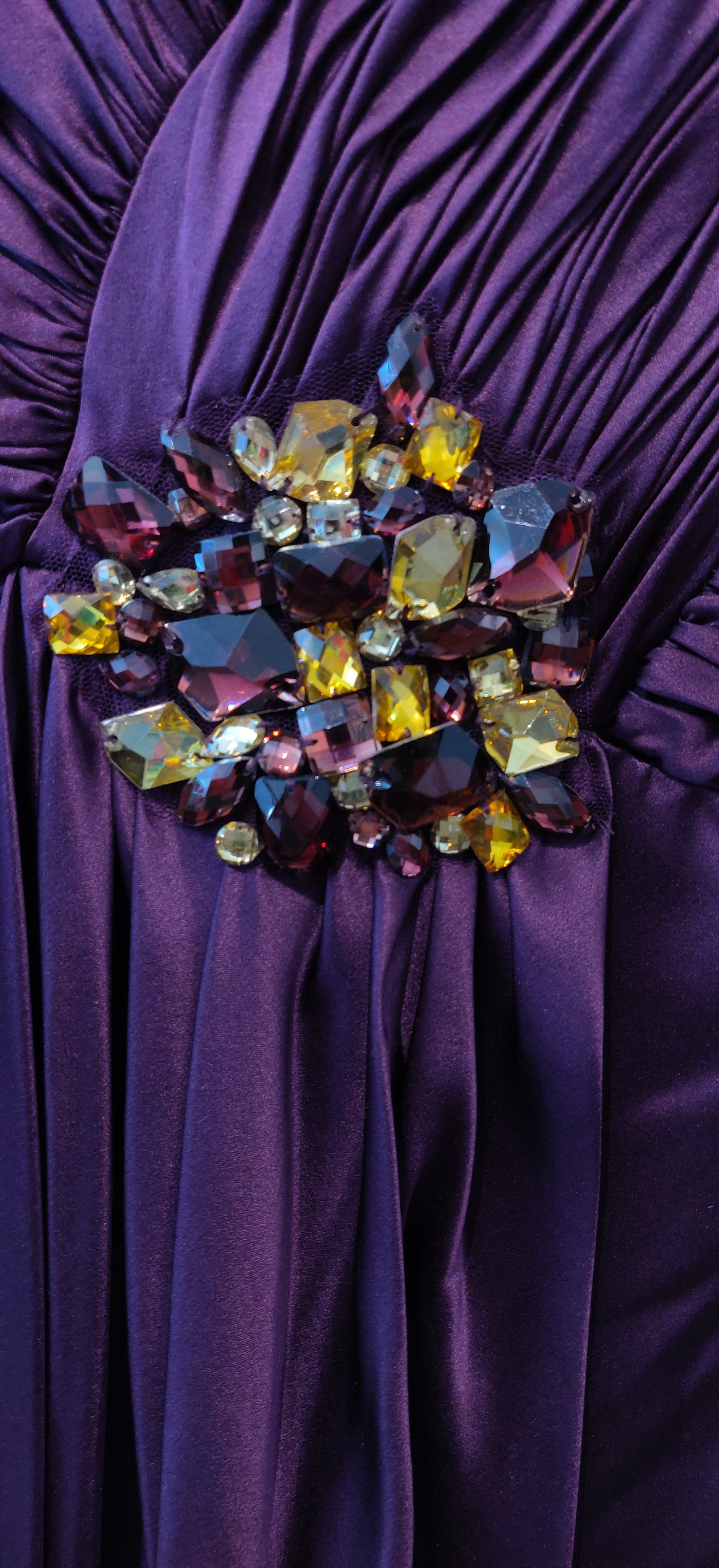 Basix II Purple Silk Strapless Formal Dress