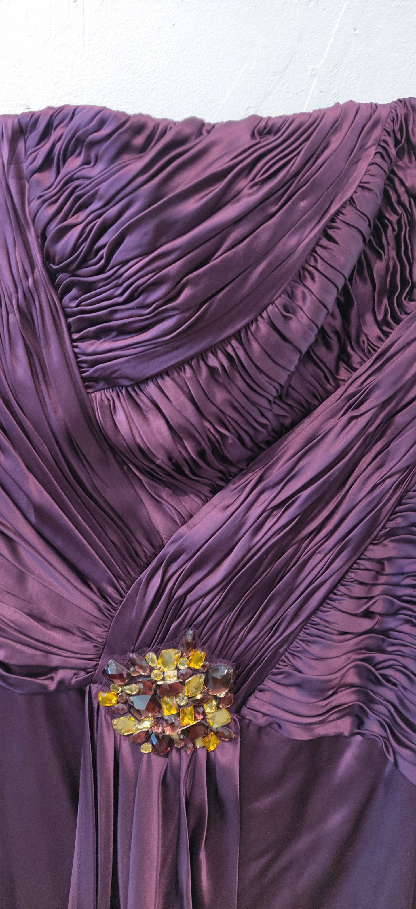 Basix II Purple Silk Strapless Formal Dress