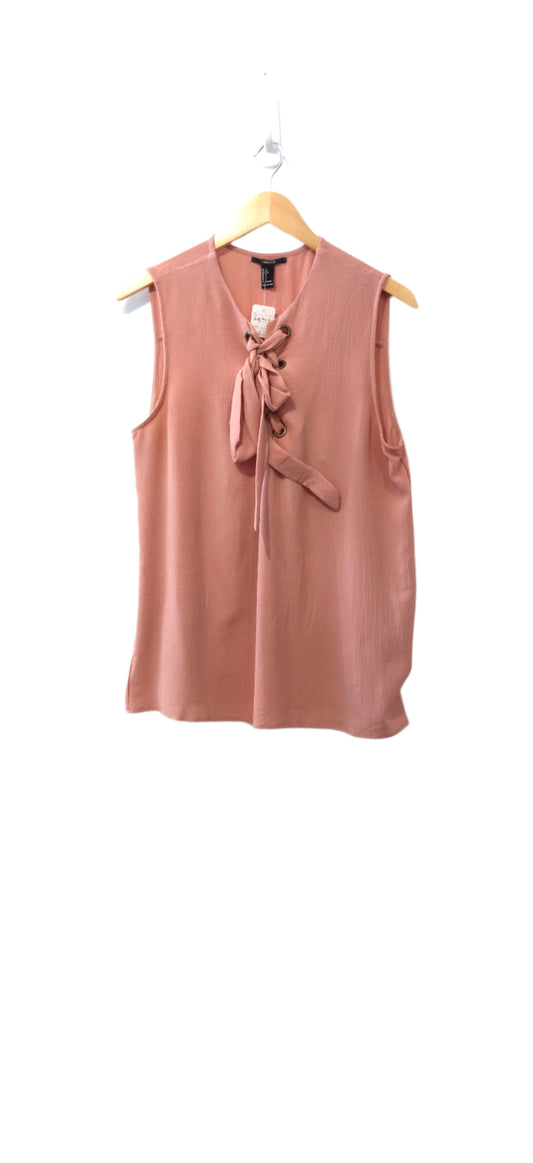 Forever 21 Peach Lace Up Sleeveless Blouse Top