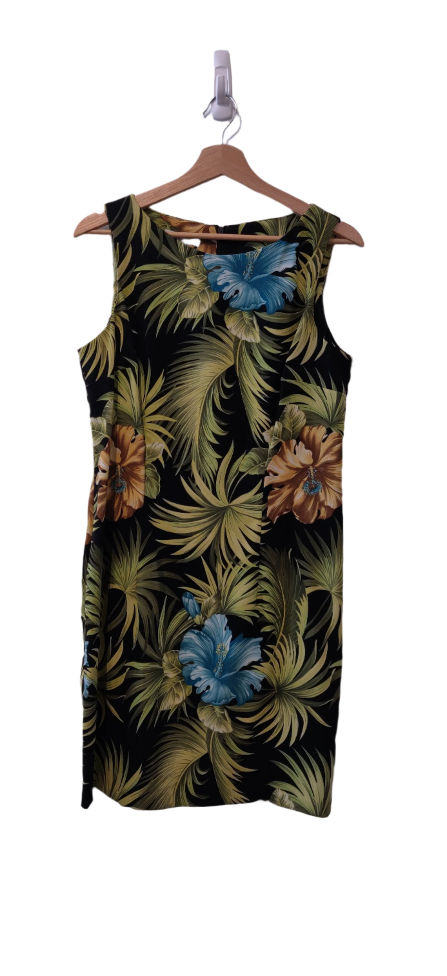 Dressbarn Black Tan Capped Floral Sleeveless Dress
