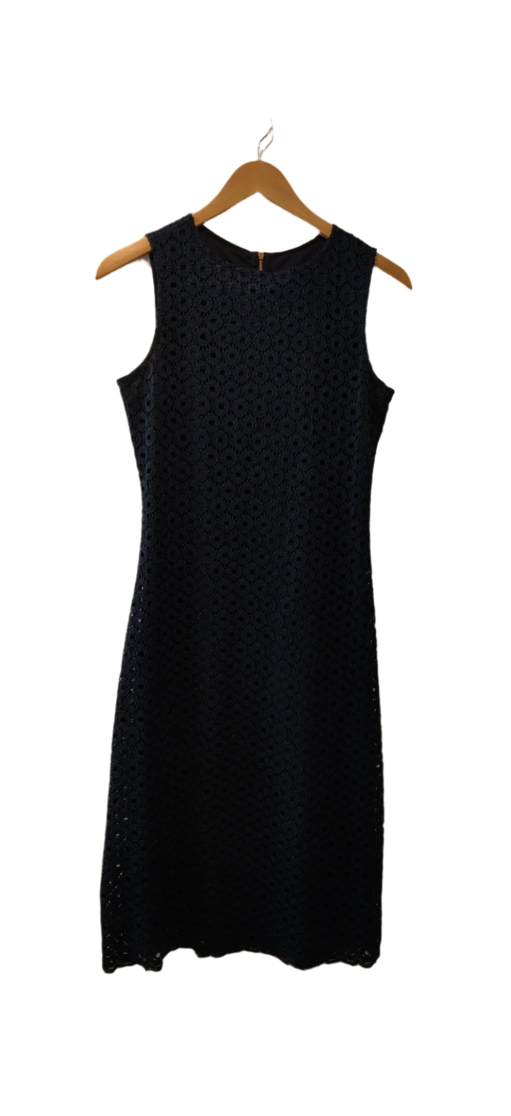 Sharagano Women's Eyelet Navy Blue Midi Dress
