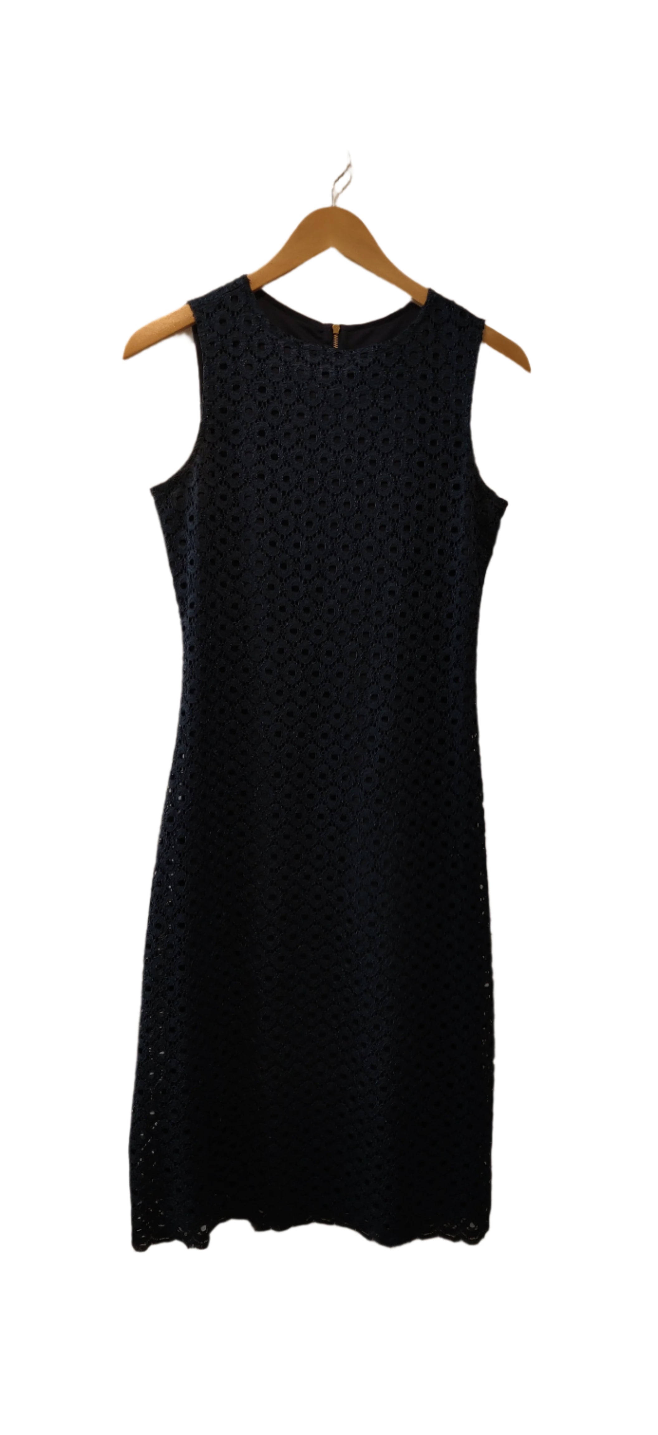 Sharagano Women's Eyelet Navy Blue Midi Dress