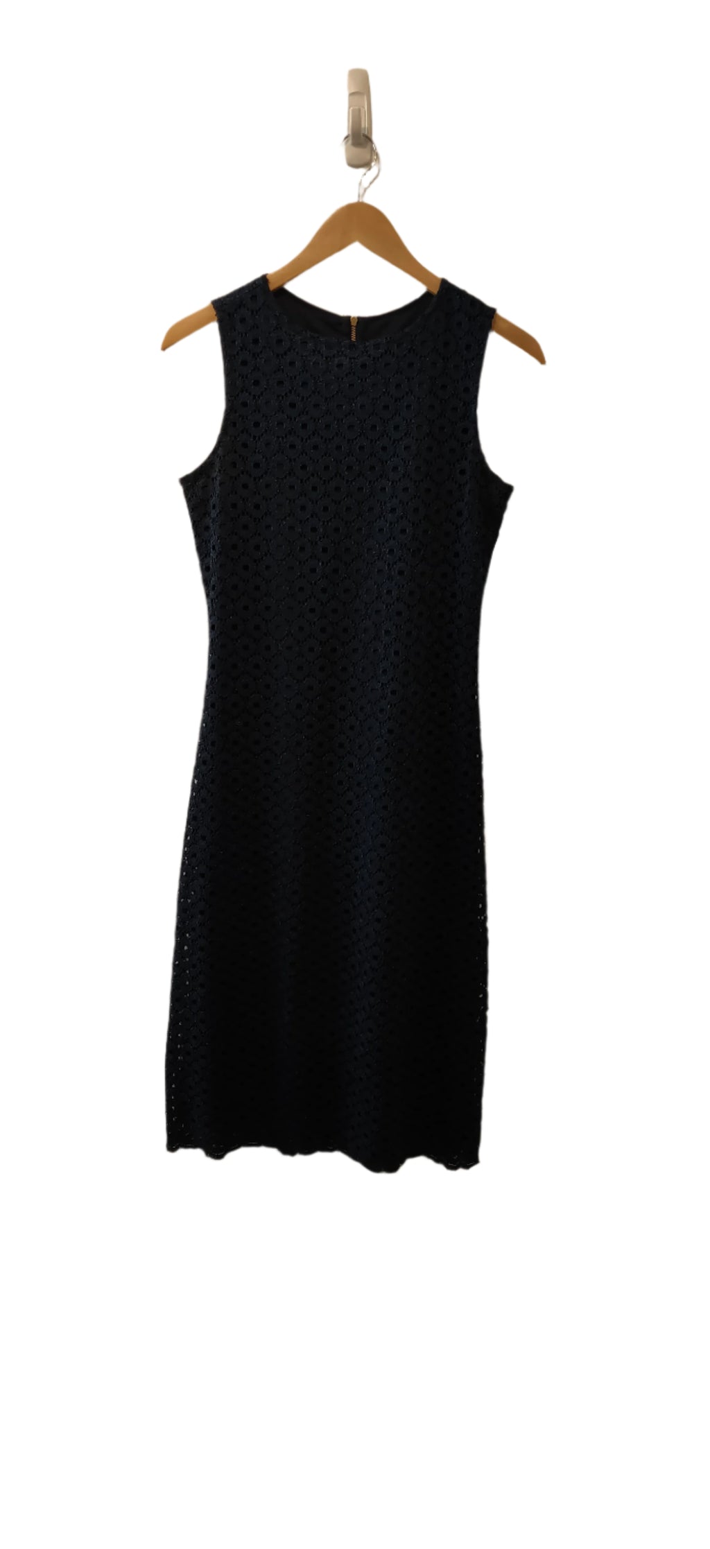 Sharagano Women's Eyelet Navy Blue Midi Dress