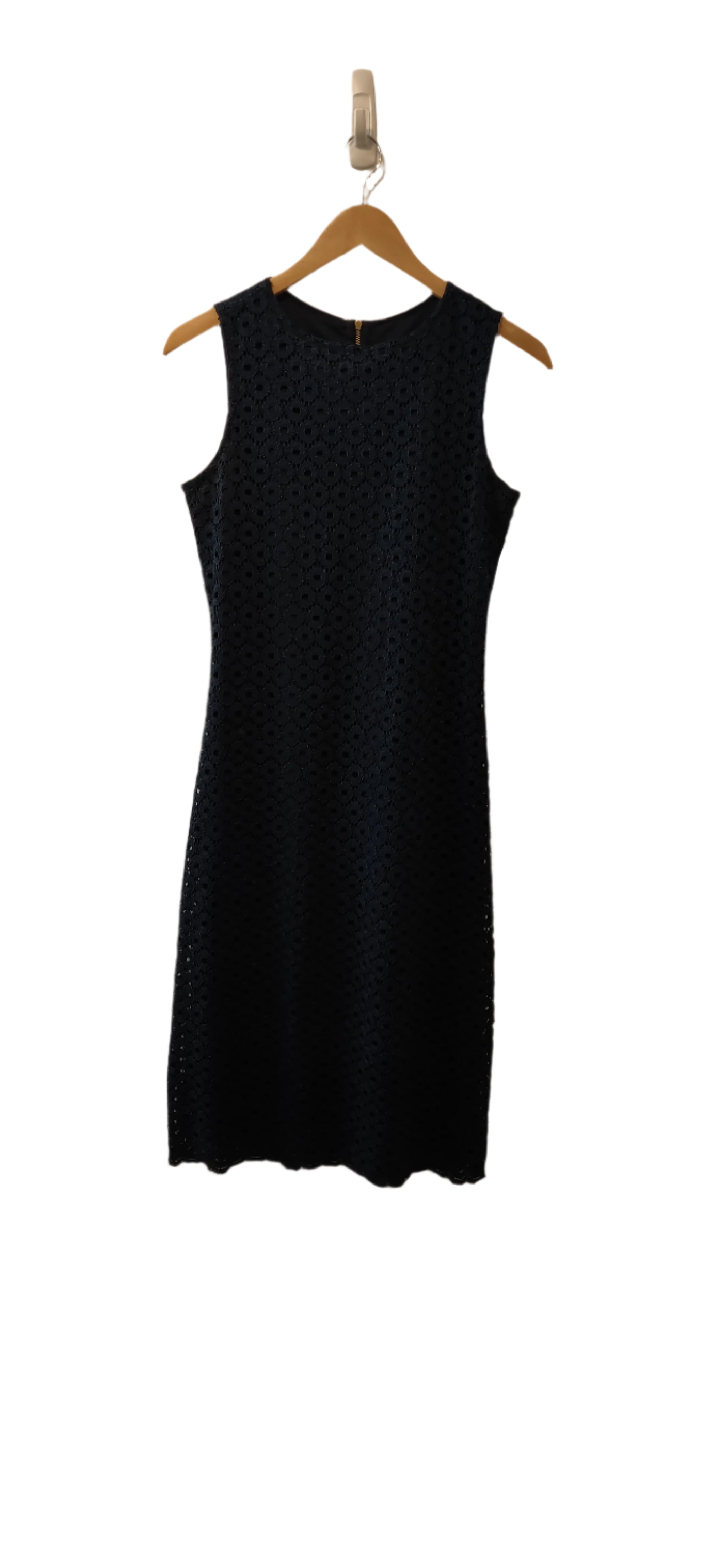 Sharagano Women's Eyelet Navy Blue Midi Dress