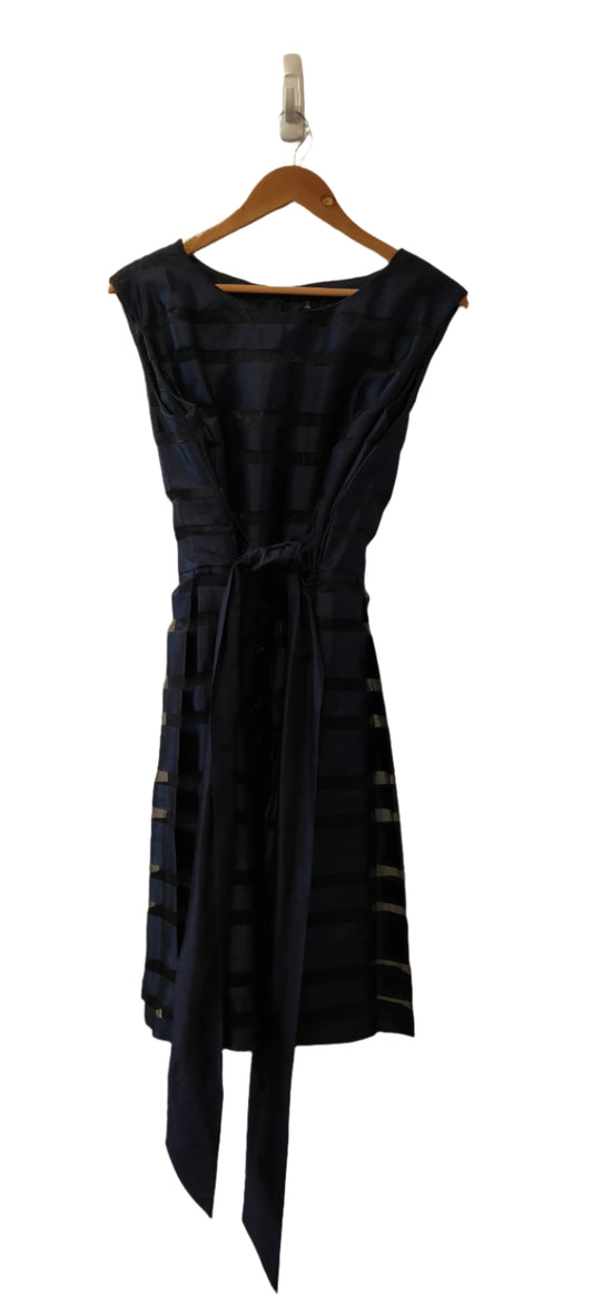 Chetta B Black Navy Blue Stripe Dress