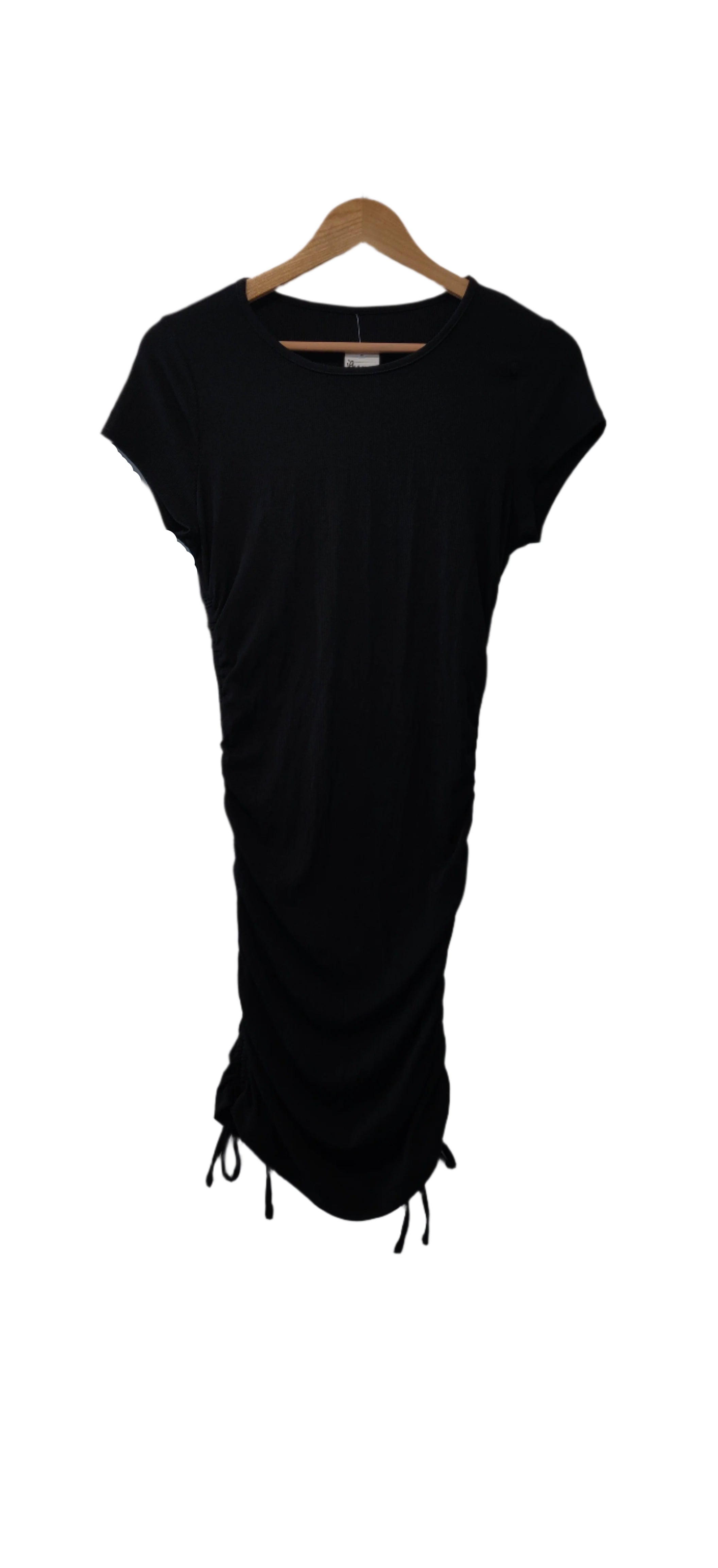 Women's Tie Up Black Stretch Midi Dress