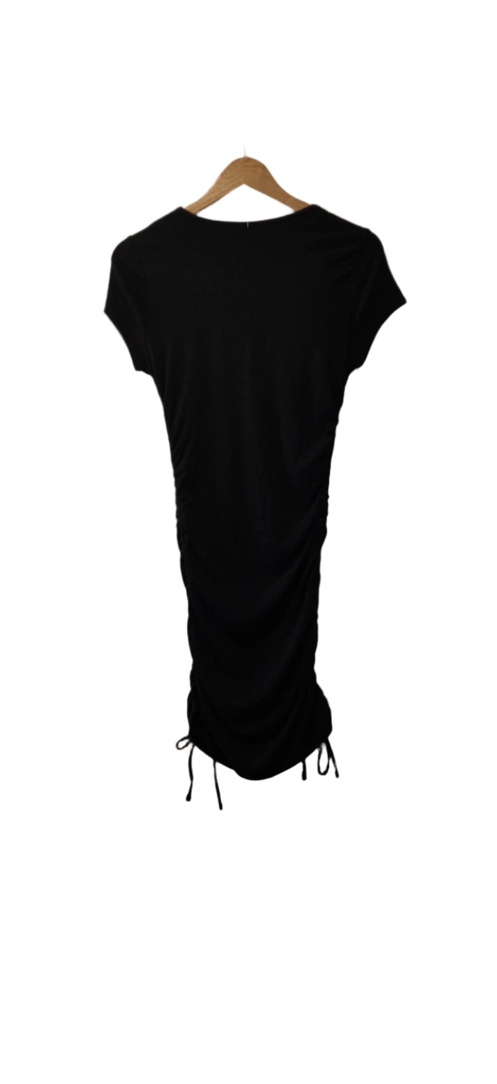Women's Tie Up Black Stretch Midi Dress