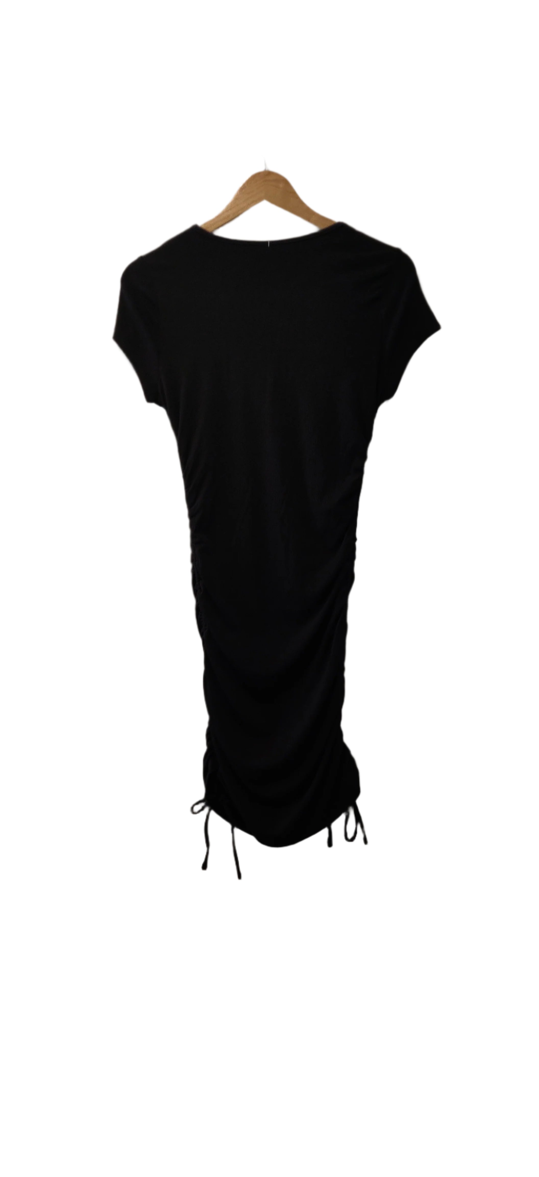 Women's Tie Up Black Stretch Midi Dress