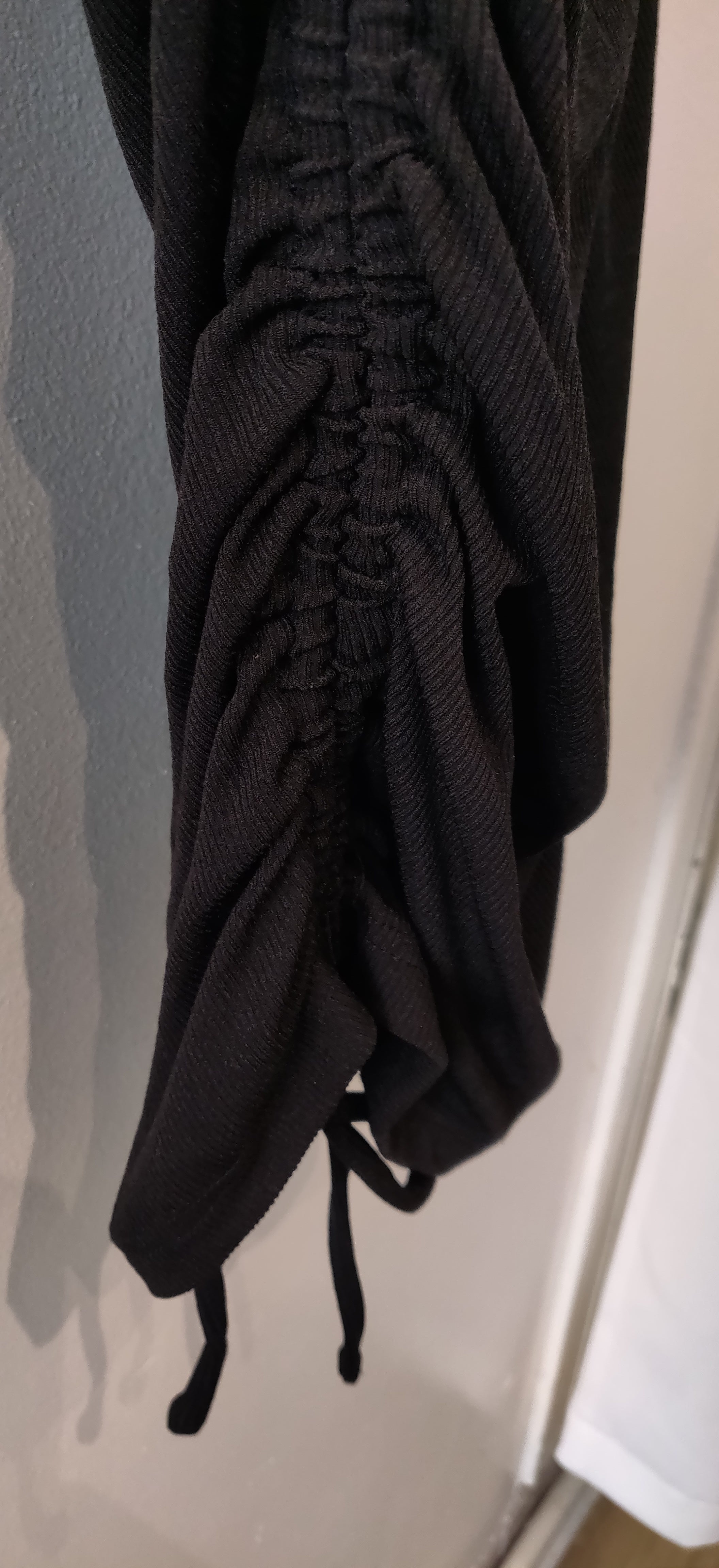 Women's Tie Up Black Stretch Midi Dress