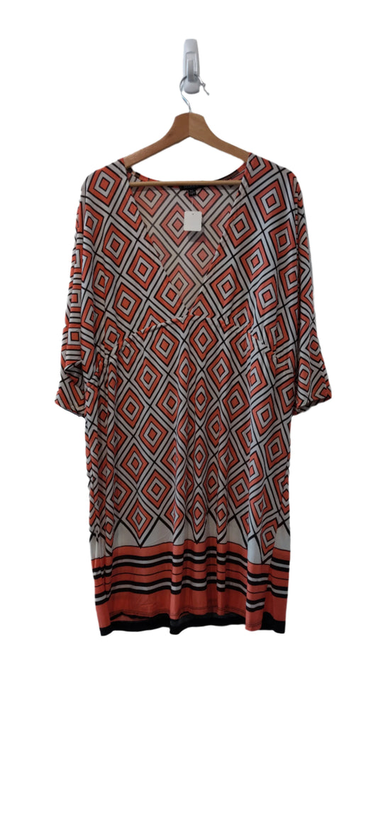 Relaxx Diamond Pattern Deep V Neck Dress