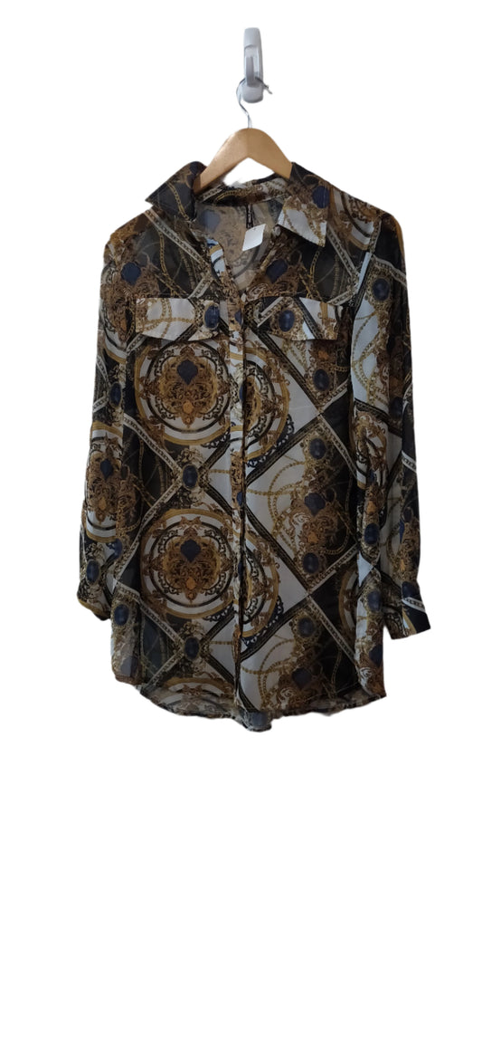 Pretty Little Thing Sheer Long Sleeve Printed Women's Shirt