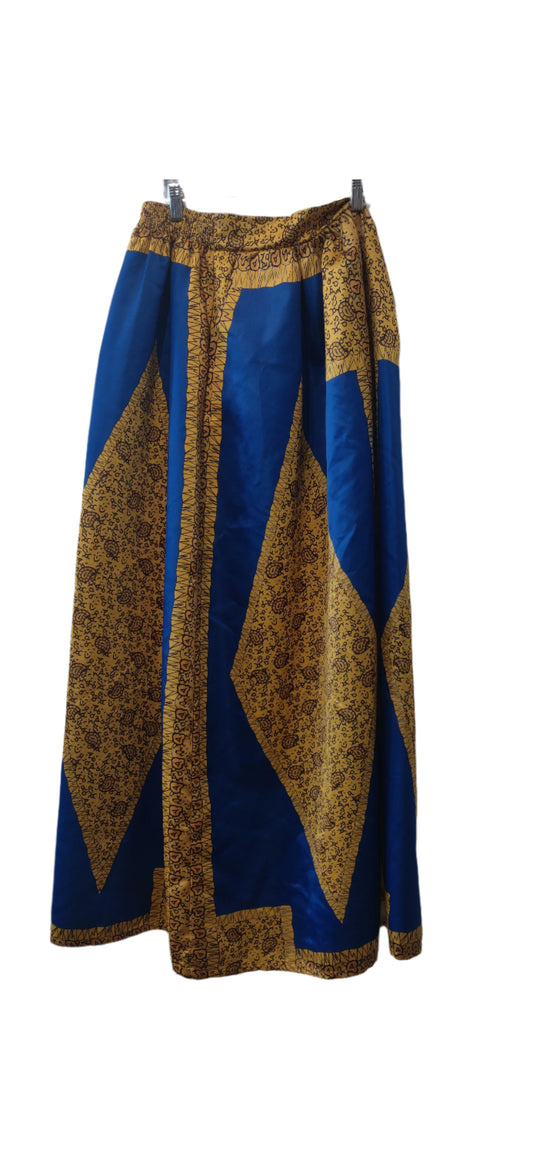 African Yellow Blue Print Maxi Skirt