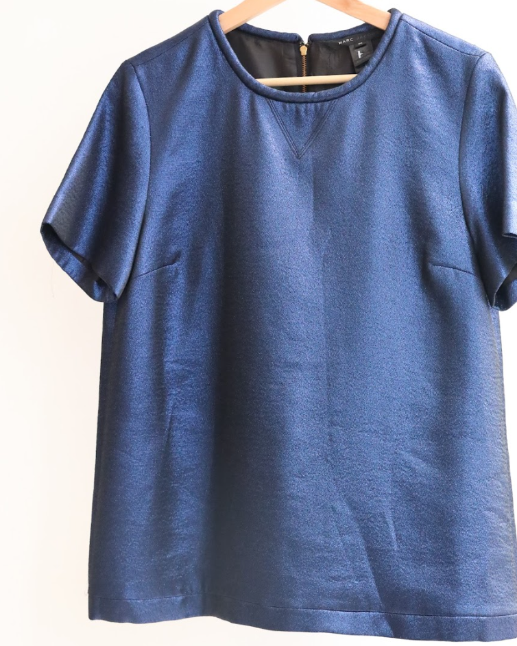 Marc By Marc Jacobs Blue Short Sleeve Metallic Top - M